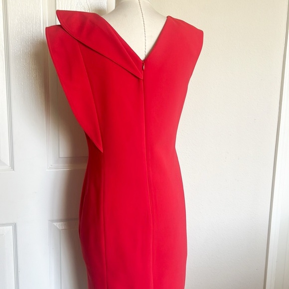 Rickie Freeman Teri Jon Size 8 Red V Neck Cocktail Sheath Dress - Picture 4 of 7